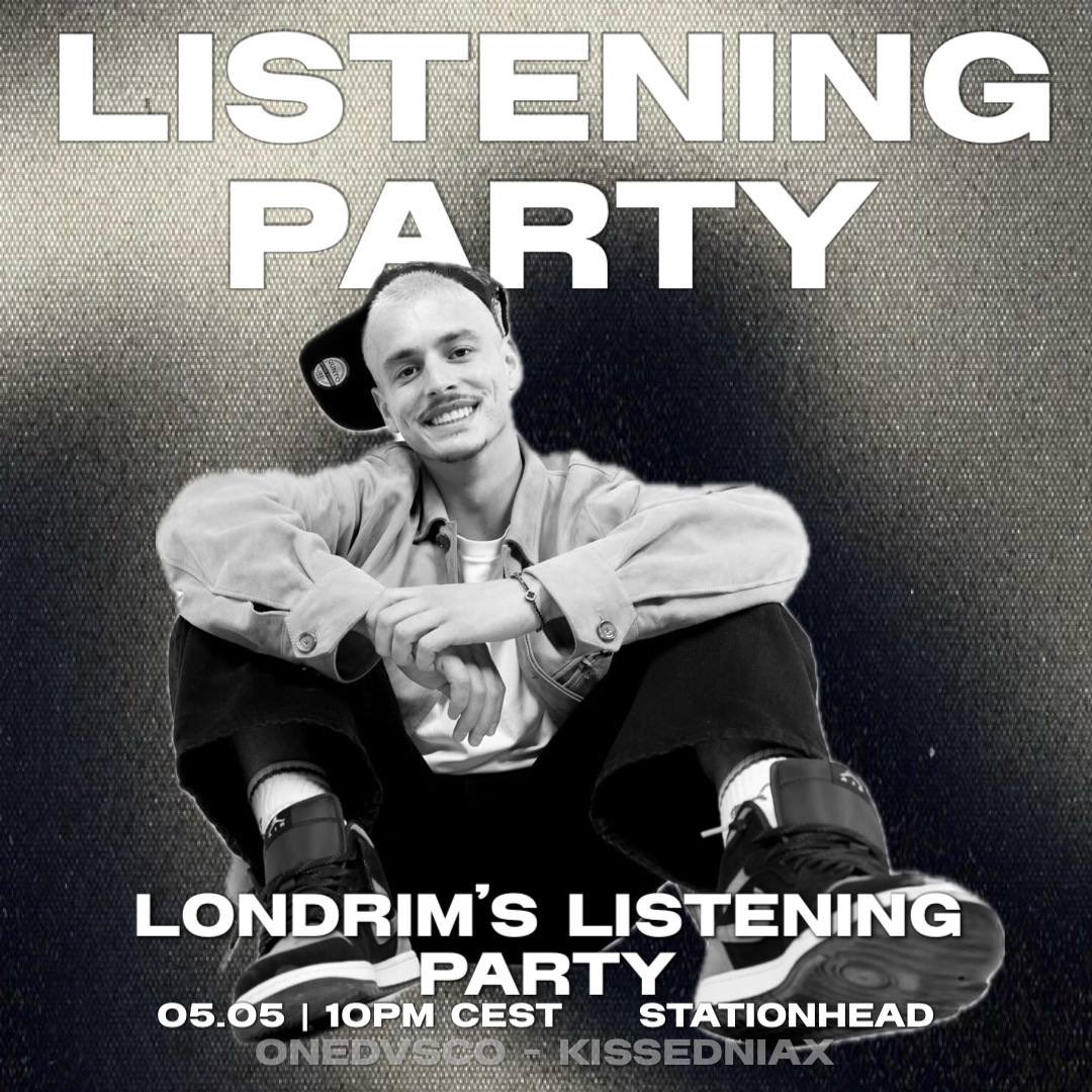 Londrim’s listening party 🎧! 
may fifth at 22:00 (10 PM CEST), <a href="/onedvsco/">giorgia ☆</a> and I are going to have a listening party on Stationhead to listen to Londrim’s songs together and boost his streams. check the first comment. see you there !💗 <a href="/LondrimMekajj/">Londrim</a>