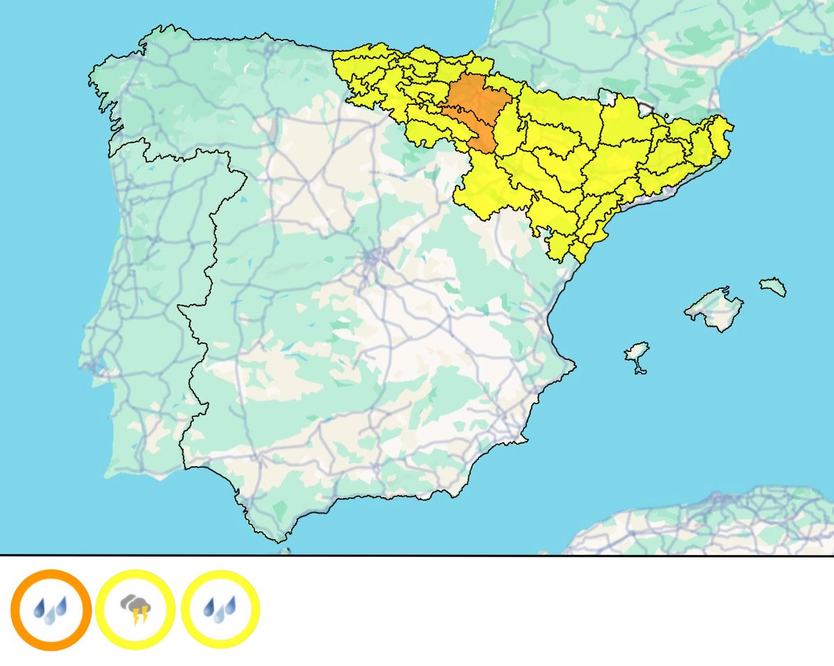 MeteoAvisosEsp's tweet image. AVISOS ACTIVOS MAÑANA 04/05/2026 EN ESPAÑA PENINSULAR Y BALEARES:
Fuente: @AEMET_Esp
#AEMET #España #tormenta #PaísVasco #Cantabria  #CastillaYLeón #LaRioja #Asturias #Navarra #IllesBalears #Murcia #ComunitatValenciana #Aragón #Cantabria #Cataluña #lluvia #FMA #Meteo #AEMET