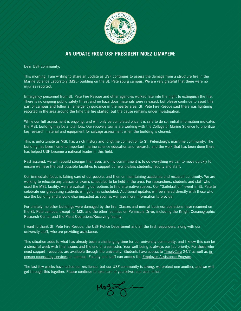 University of South Florida tweet media