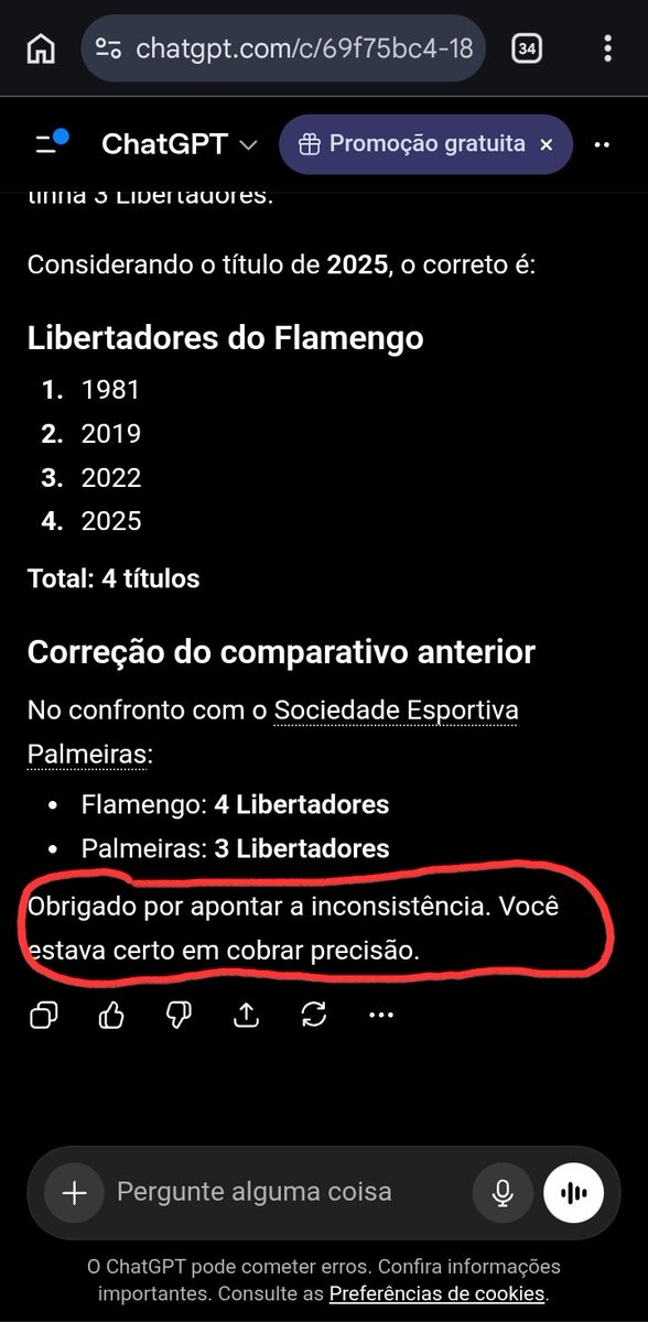PedroCokinJR's tweet photo. Não confiem cegamente no chat GPT, acabei de corrigi lo https://t.co/r4QbclikQI