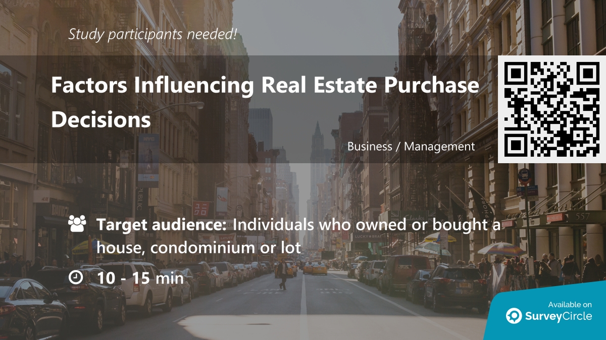 daily_research's tweet image. Participants needed for online survey!

Topic: "Factors Influencing Real Estate Purchase Decisions" via @SurveyCircle #uapasia

#housing #philippines #PurchaseDecision #HomebuyerPreference #condominium