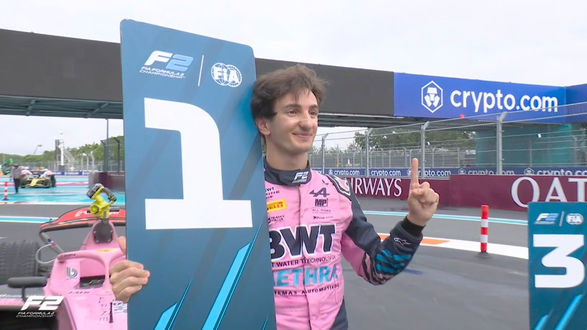 Formula2's tweet image. Gabriele Mini, #F2 race winner 🥇👏

#MiamiGP