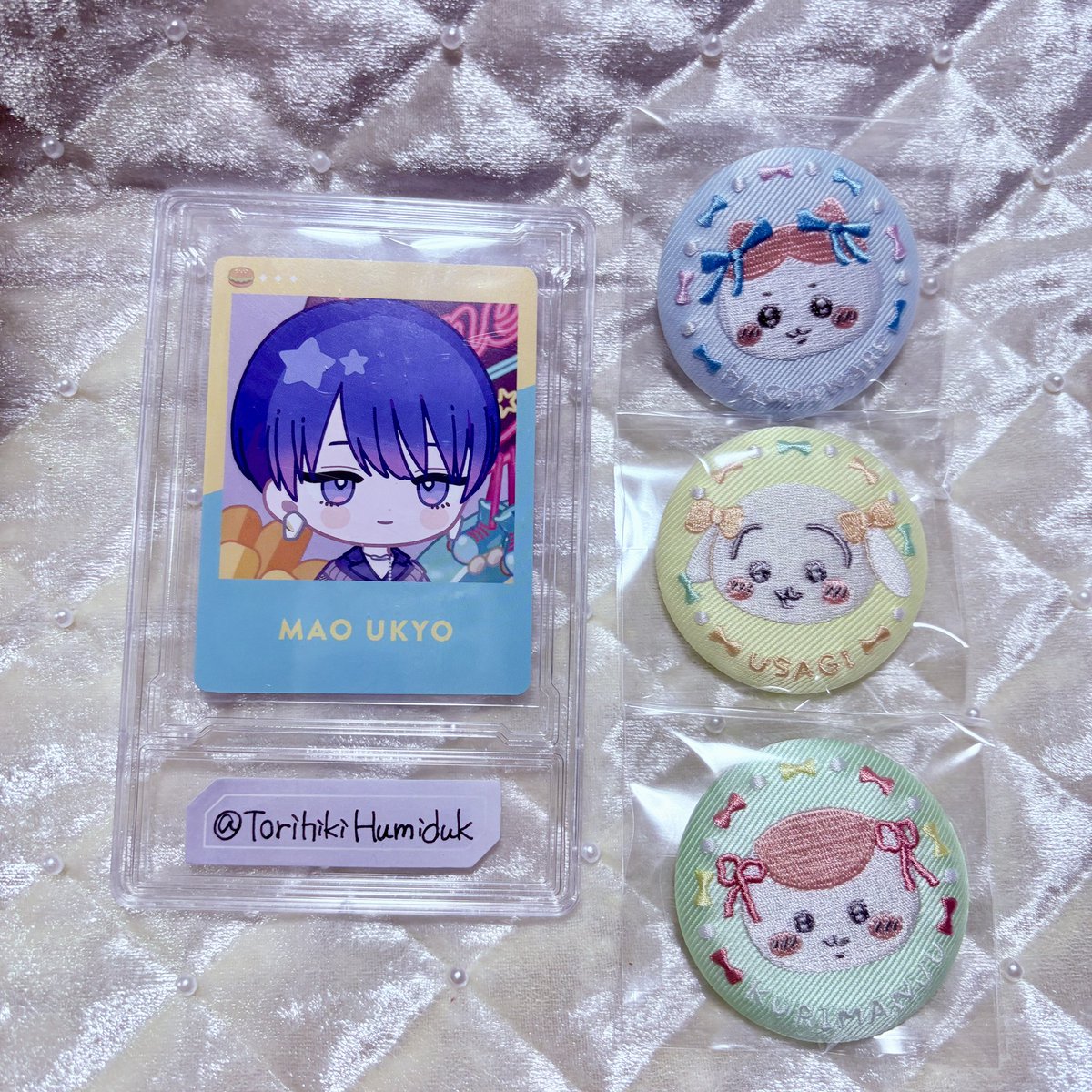 TorihikiHumiduk's tweet photo. 【 交換 】ちいかわ 刺繍缶バッジ ビスケット2

譲:ハチワレ うさぎ くりまんじゅう

求:モモンガ(全身) あのこ 各1

⟡.·郵送交換のみ
⟡.·お気軽にお声がけください https://t.co/YAC22pWYo7