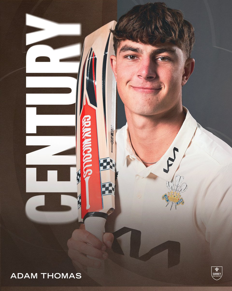 surreycricket's tweet image. Adam Thomas hits a century on first class debut!!! 🙌

Stuff of dreams! 📈

 🤎 | #CountyChampionship