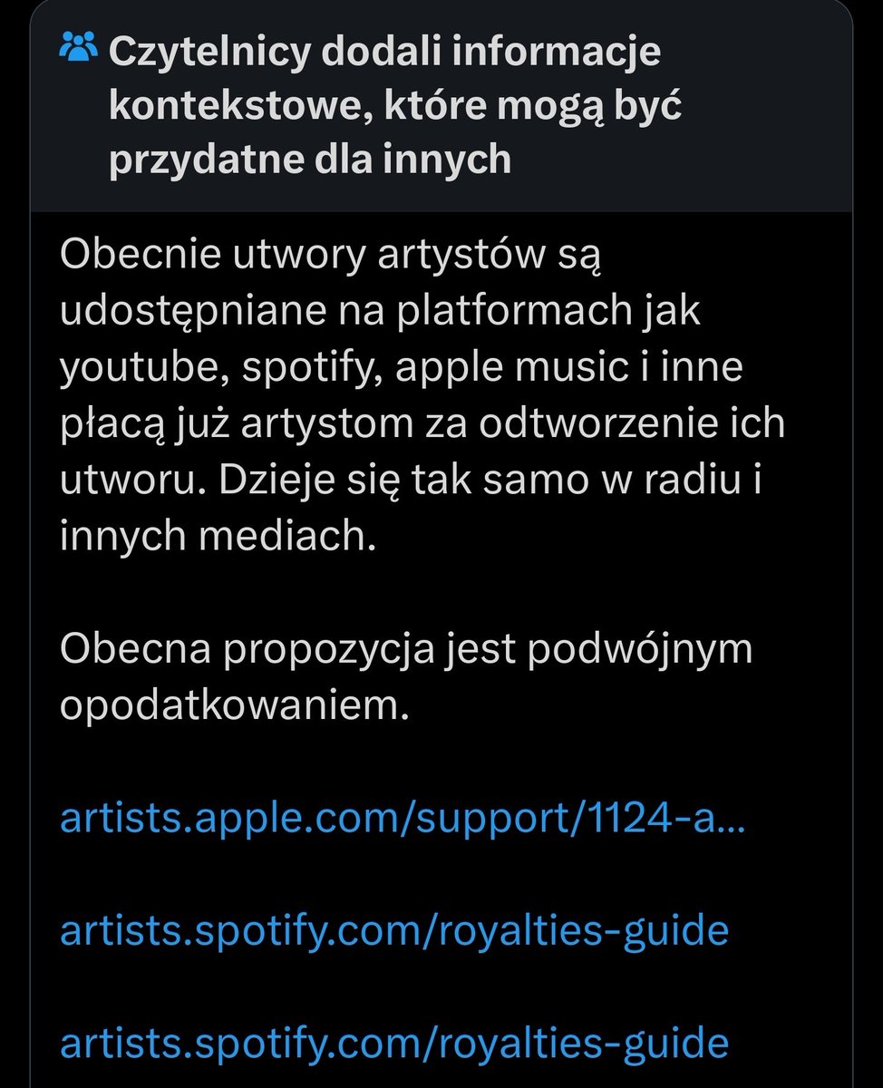 Czy informacja kontekstowa społeczności pod wpisem minister kultury nie jest dla niej zwyczajnie druzgocąca?