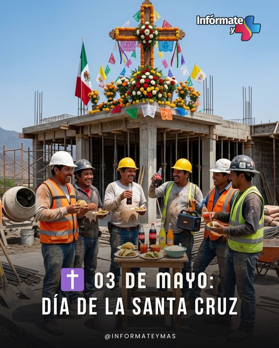 InformateyMas's tweet image. #Entérate ✝️🧱👷🏻‍♂️
Feliz Día de la Santa Cruz y del Albañil

¿Sabías por qué se celebra este 3 de mayo? ⬇️

En el año 326, la emperatriz Helena de Constantinopla encontró en Jerusalén la cruz donde murió Jesús. Se dice que identificó la verdadera "Santa Cruz" gracias a un milagro