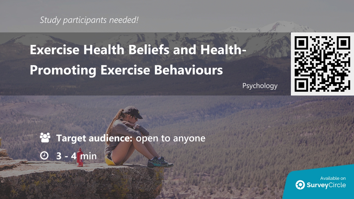 daily_research's tweet image. Participants needed for online survey!

Topic: "Exercise Health Beliefs and Health-Promoting Exercise Behaviours" via @SurveyCircle

#exercise #HealthBeliefs #behaviours #PositivePsychology #survey #surveycircle