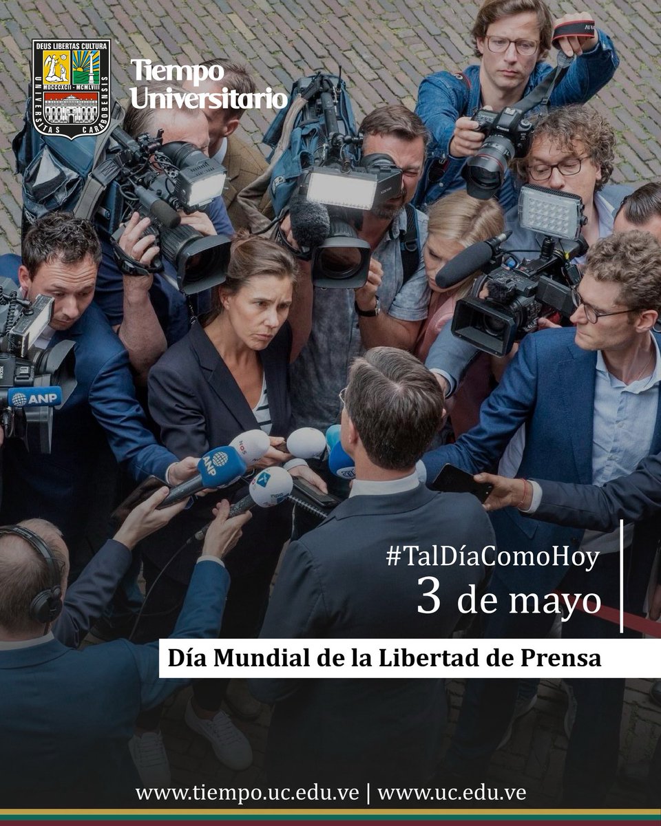TiempoUC's tweet image. #TalDíaComoHoy se celebra el Día Mundial de la Libertad de Prensa, para promover la defensa de un periodismo libre, sin censura e independiente en el que editores, periodistas y autores puedan expresar sus ideas a través de distintos medios y formatos. #UC