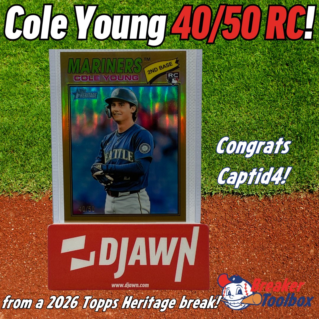 BreakerToolbox's tweet image. Cole Young 40/50 RC auto from a 2026 Topps Heritage break! Congrats Captid4!

#cardbreaks #baseballcards #topps #thehobby #collect