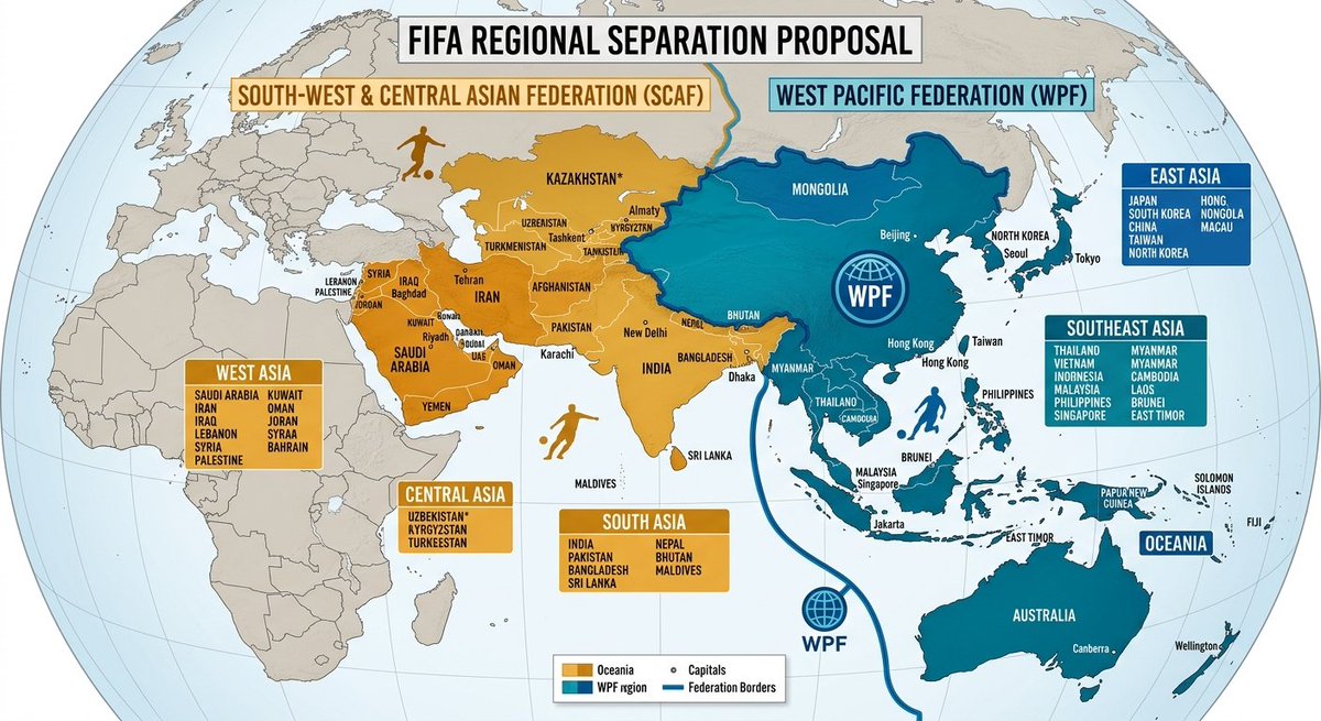FIFAのアジア連盟を「西南アジア連盟」と「西太平洋連盟」に分割したい。
すると地域内の時差が3時間以内に抑えられ、長距離移動が防げる。なにより「中東の笛」が防げる。