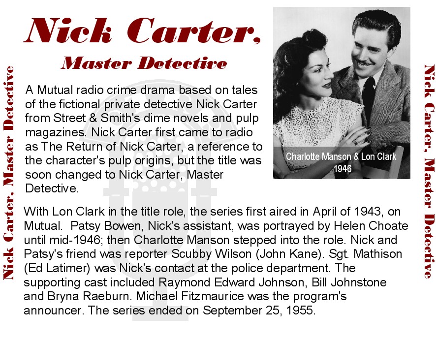 rtmotr's tweet image. 🕰️ Playing This Hour:
🎙️ Nick Carter Master Detective — Shakespeares_Ghost 
     Followed By:
⏭️ Philo Vance — The Case of the Strange Music

 📻 Golden Age Radio • Check profile for streaming links •
#StreamingNow #NowPlaying #OldTimeRadio