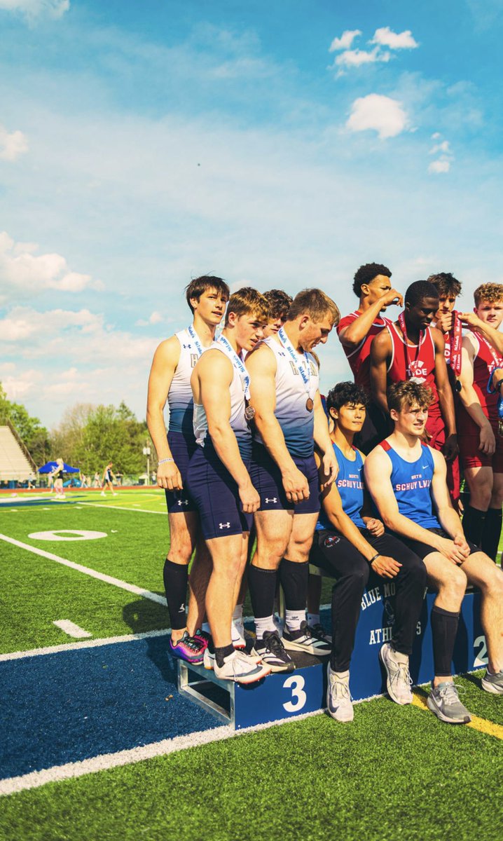 BrodyWalchak's tweet photo. 4x1 squad—Logan Goad, Colten Reber, me (3rd leg), and Niko Carestia. School record holders at Schuylkill Haven (44.15) and league medalists. Built through trust, speed, and execution. https://t.co/YjAfwCQSfx