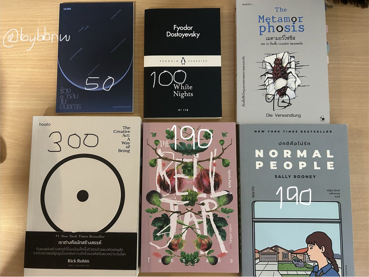 bybbnw's tweet photo. ส่งต่อหนังสือค่ะ ค่าส่ง30บาท
ร่วงหล่นในอนธการ🪐 50
White nights 100
The Metamorphosis 90
The Creative Act: A Way of Being 300
The Bell jar (ใน กรง แก้ว) 190
Normal people✨ 190

#หนังสือมือ2 #หนังสือมือสองสภาพดี #หนังสือมือสอง #ส่งต่อหนังสือ #normalpeople #thebelljar https://t.co/chJKXKYus6