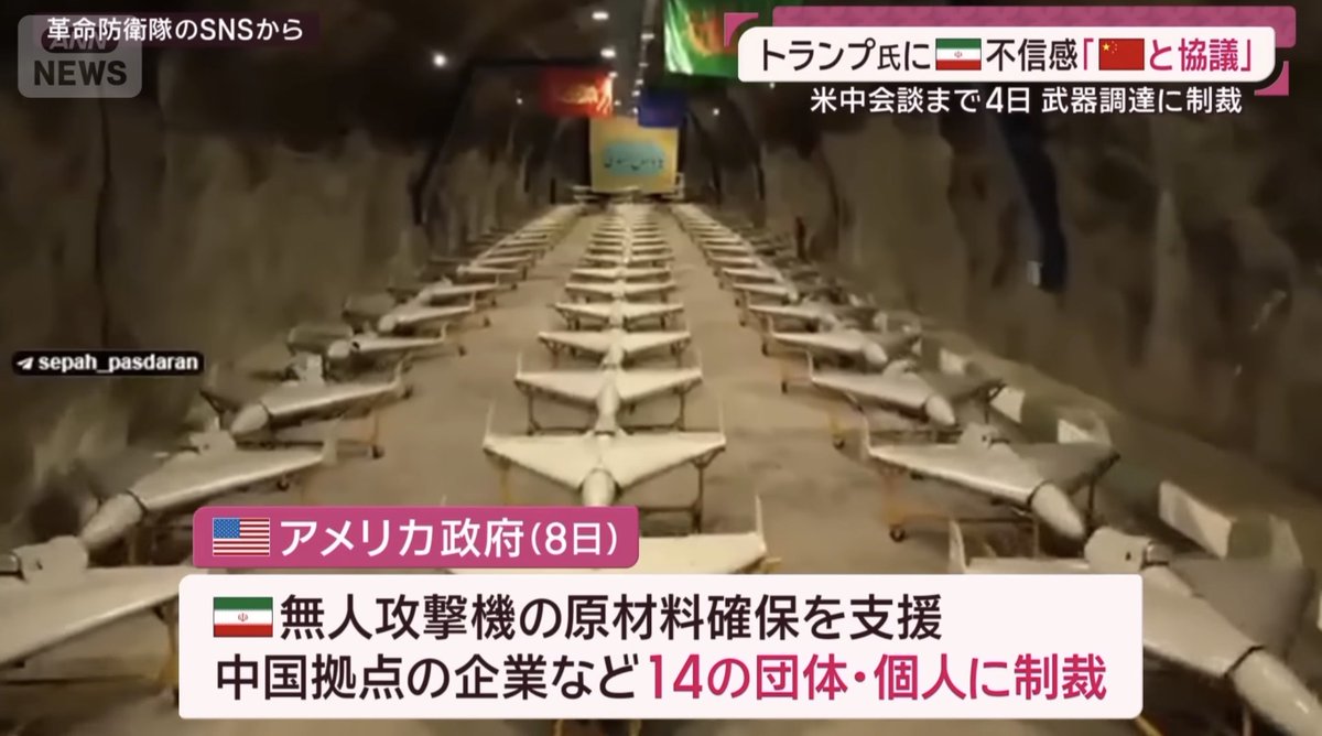 アメリカ政府、イランのドローンやミサイルの原材料を支援した中国企業など14の団体と個人に制裁