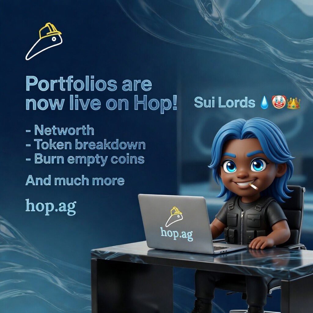 Plaxeb0's tweet photo. Portfolios are live on Hop! Track your net worth, see token breakdowns, burn empty coins & more. All on Sui’s fastest DEX aggregator → https://t.co/u36hlFsKVt
Launch a sui:native token on @hopfun
Brought to you by @HopExchange @hopfun and @SuiLords 💧🤡👑
#HopExchange https://t.co/UplHeaczRW