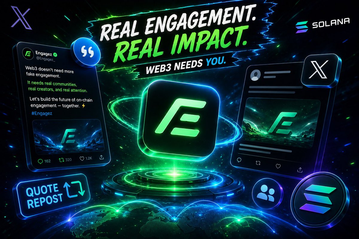 Engagez__'s tweet photo. NEW MISSION IS LIVE ON @Engagez__

Jump into the mission, create your quote repost on X, share your thoughts about Web3 engagement, and submit your entry.

Simple participation.
Real exposure.
Real community.

Join the mission now and start participating 👇

https://t.co/zSCXDjq9L2