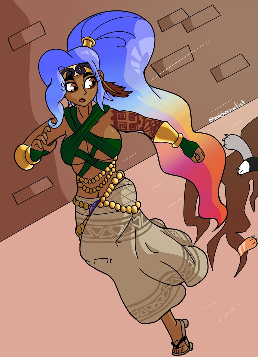 A beautiful and fun #vgencom 
(also the first one around there) thanks <a href="/Aoidexpresso/">Windexpresso</a> Your OC is lovely and her lore is fun and epic, I love it! 

(Characters inspired by Shantae are the best) 

 #rkgk #waifu #artmoots #digitalart #art #commisionopen #sketch #シャンティ