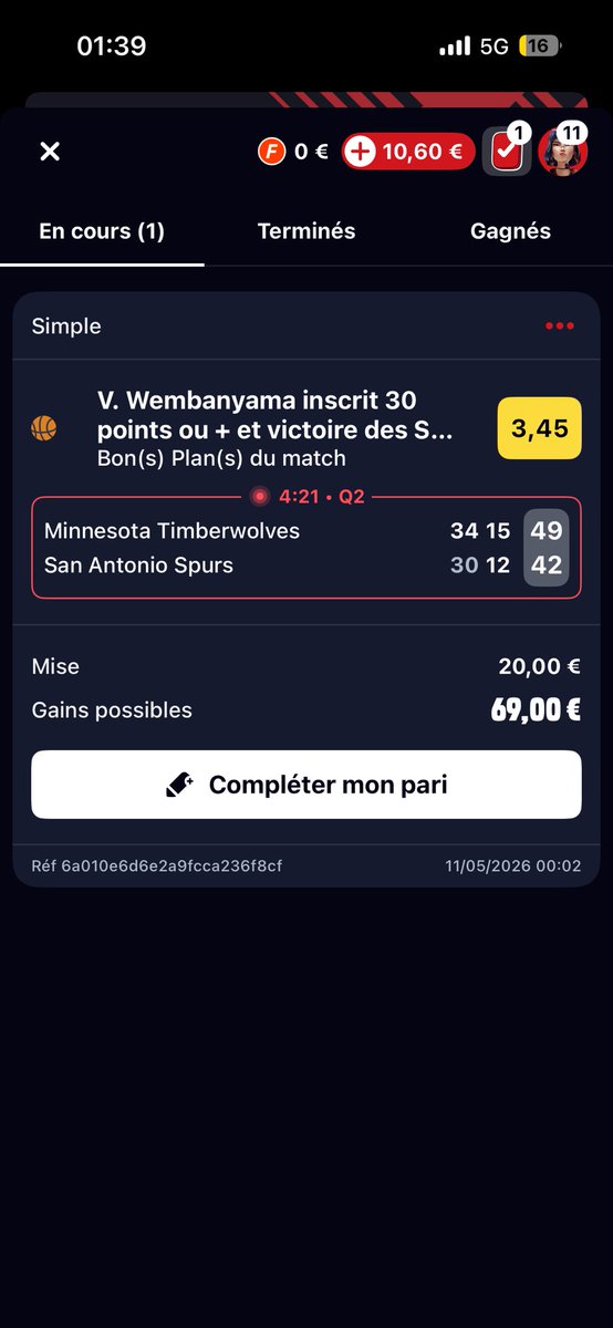 YanixFN's tweet photo. @Betclic les Paris sur wembanyama vont être remboursé ? https://t.co/eEBjRRyjms
