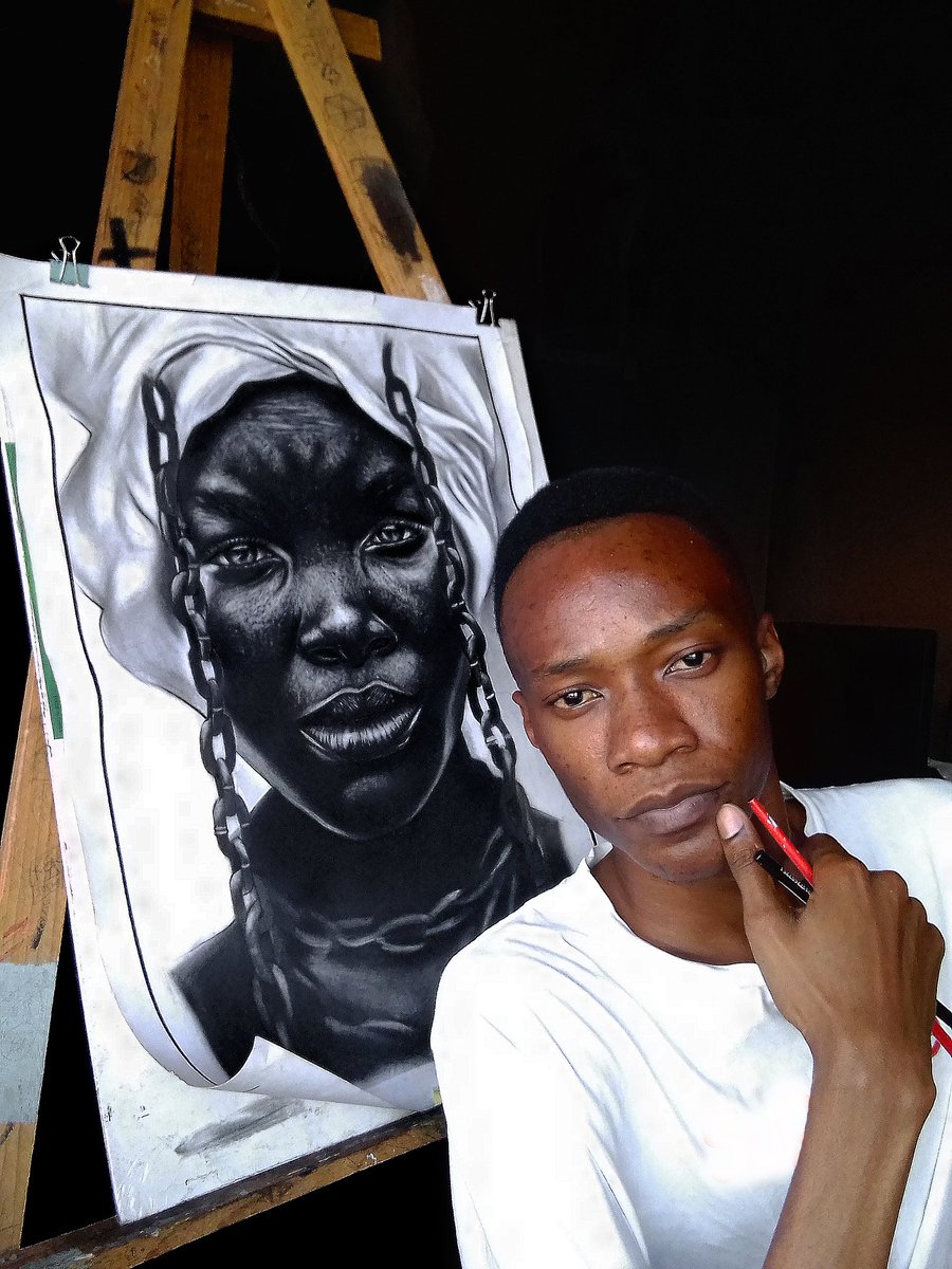 themainza's tweet photo. Zambian artist with his art https://t.co/seXErRxHAp