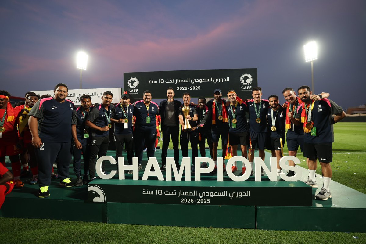 910_sa's tweet photo. الحمد لله على هذا التتويج الغالي بكأس الدوري، بعد موسمٍ مليء بالعمل والاجتهاد والتفاني من الجميع.
كل الشكر لإدارة النادي، والجهاز الفني والإداري والطبي، واللاعبين الأبطال، وجمهورنا الوفي على دعمهم الكبير طوال الموسم 🏆🥇❤️💛 https://t.co/dLXcliIkAQ