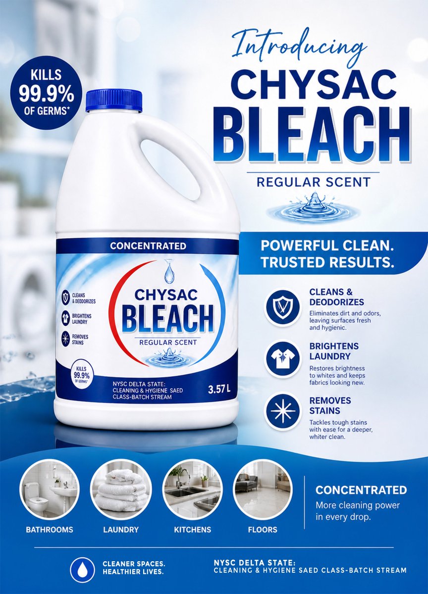 Zephon_G's tweet photo. Glad to have designed for NYSC DELTA STATE: CLEANING AND HYGIENE SAED CLASS – BATCH A STREAM 2. 
It feels amazing being part of creating such beautiful and professional product branding. Grateful for the opportunity!

@WHO  Health Organization (WHO) @el_uthmaan  @mentoilet16 https://t.co/TCBqhWxKBy