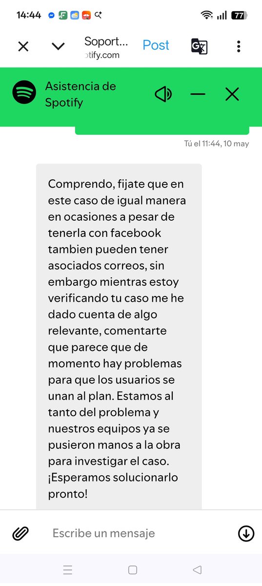Dan_Avi's tweet photo. @SpotifyCares Esa es la excusa que me ponen. No cumplen con su oferta y no tienen una solución. https://t.co/subz16Dhjz