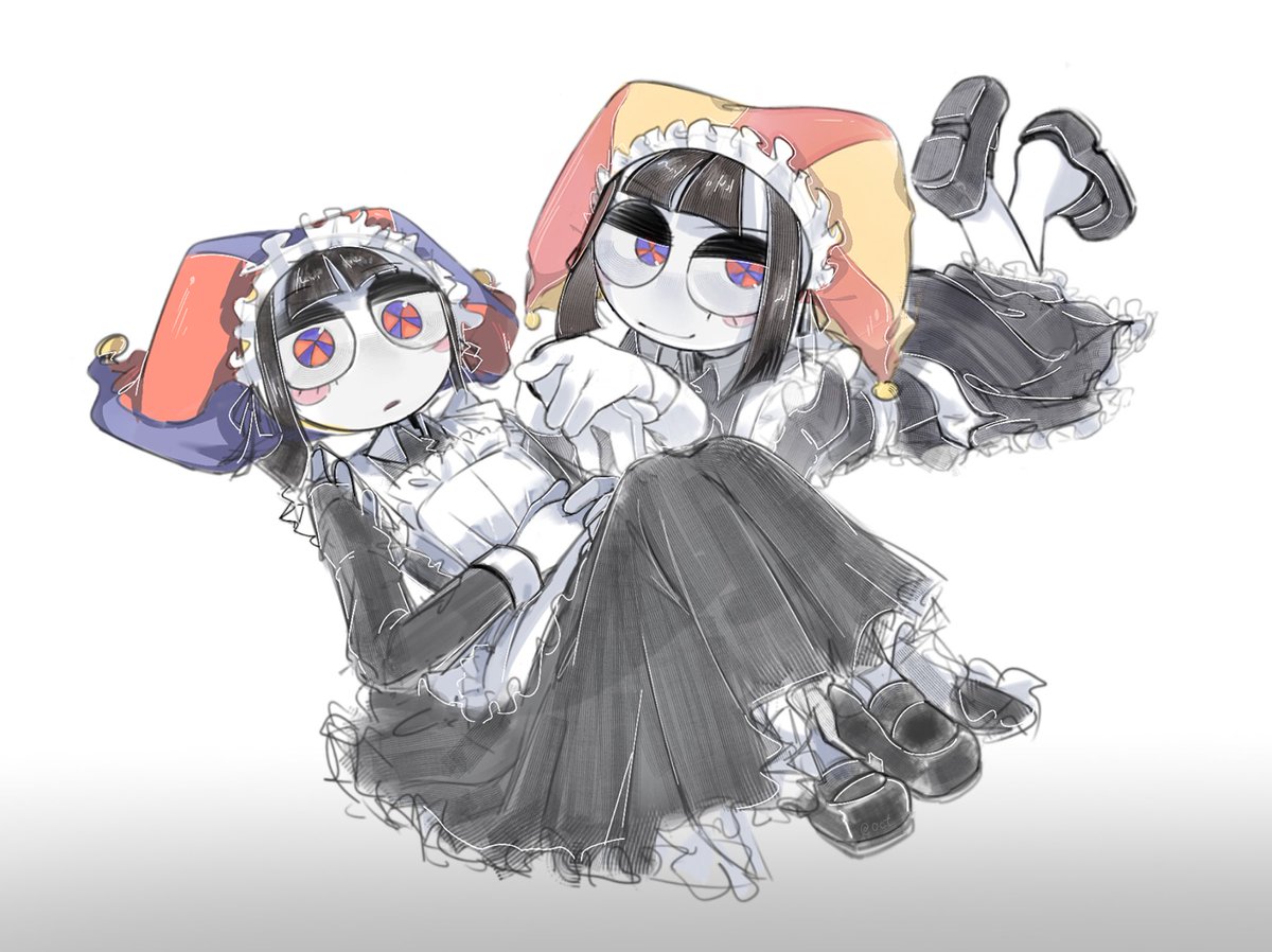 Scribbled_Cat06's tweet photo. maid day 
Pomni x Evil Pomni https://t.co/DHW7r27gc7