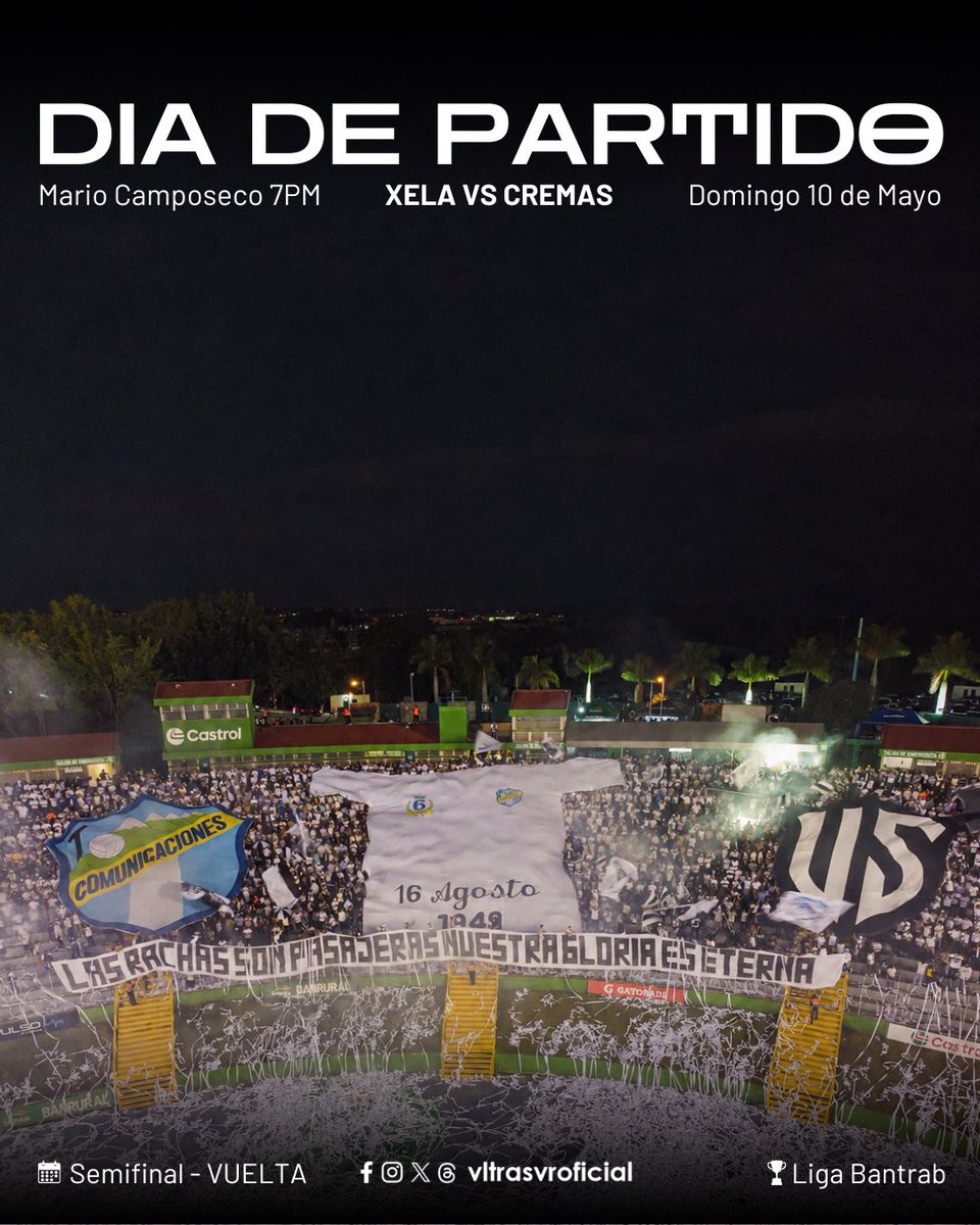 ¡JUEGUEN CON TODA EL ALMA! 

Hoy juega el albo, por la semifinal de vuelta en Xela.
El partido va por Tigo Sports.

¡VAMOS LOS CREMAS! 👻🏳️🏴