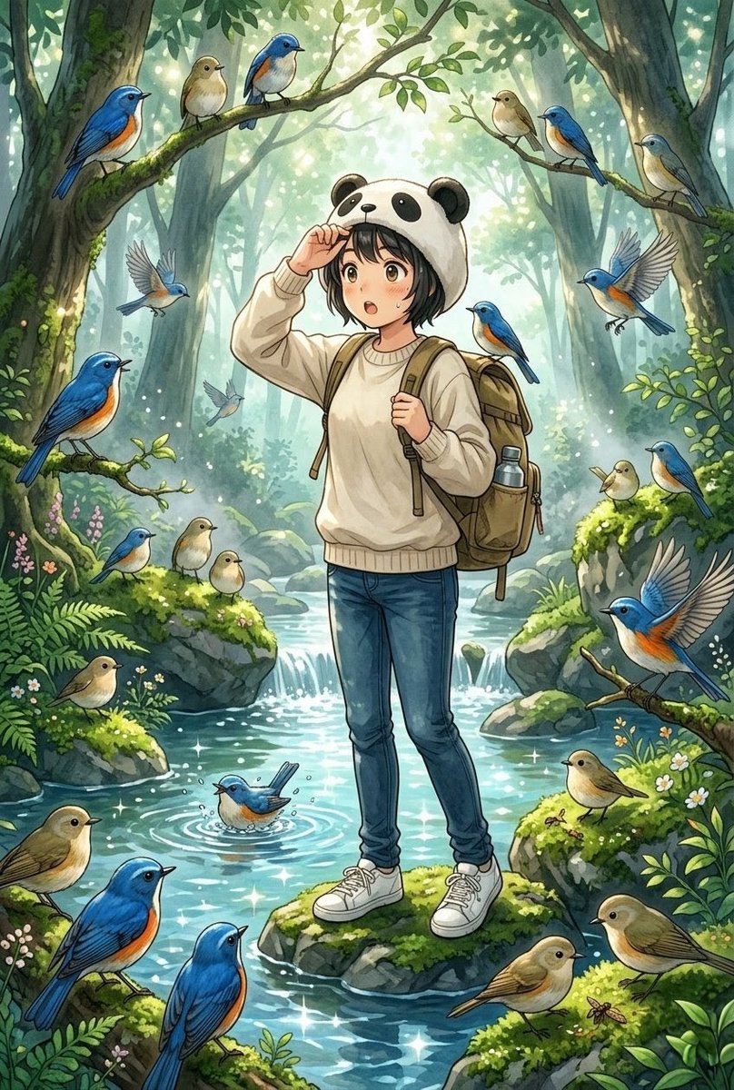 ふる~る小鳥の時間: 本若博次イラスト集 5月10日～5月16日は #愛鳥週間 「幸せの青い鳥」ルリビタキを求め