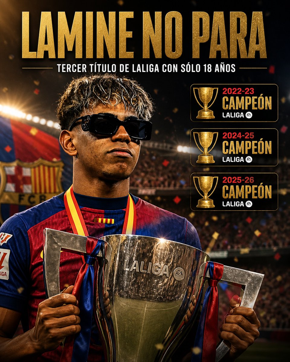 mirondo9's tweet photo. 🏆 Tercer título de #LaLiga para Lamine Yamal a sus 18 años https://t.co/nJoor7f17S