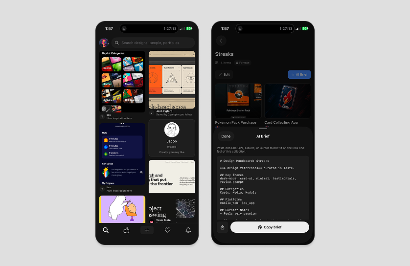 not done yet... but the next version of Taste is starting to feel like Pinterest meets Dribbble for