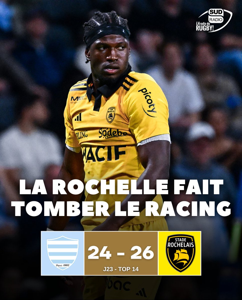 SudRadioRugby's tweet photo. 🏉 La Rochelle fait tomber le Racing pour la première fois de la saison à domicile (26-24) et peut continuer de rêver aux phases finales de #Top14 https://t.co/35cyjkuhCY
