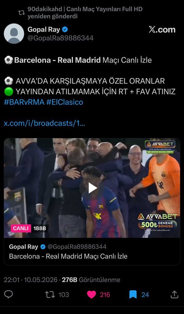 90dakikahd's tweet photo. 🟢 MAÇ BİTTİ ŞAMPİYON BARCELONA
🇪🇸 BARCELONA 2-0 REAL MADRID 🇪🇸
#ElClasico
📱 #BARvRMA #Barcelona https://t.co/FFBZwRB7hv