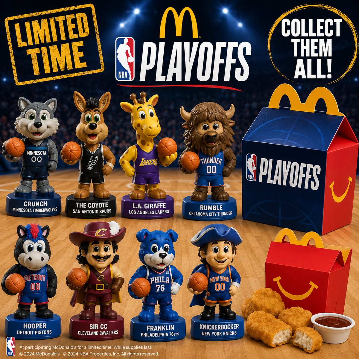 MascotRumble's tweet photo. NBA Playoffs Happy Meals. Collect them all!

#nba #nbaplayoffs #basketball #playoffs #happymeal https://t.co/J4soV5TNDX