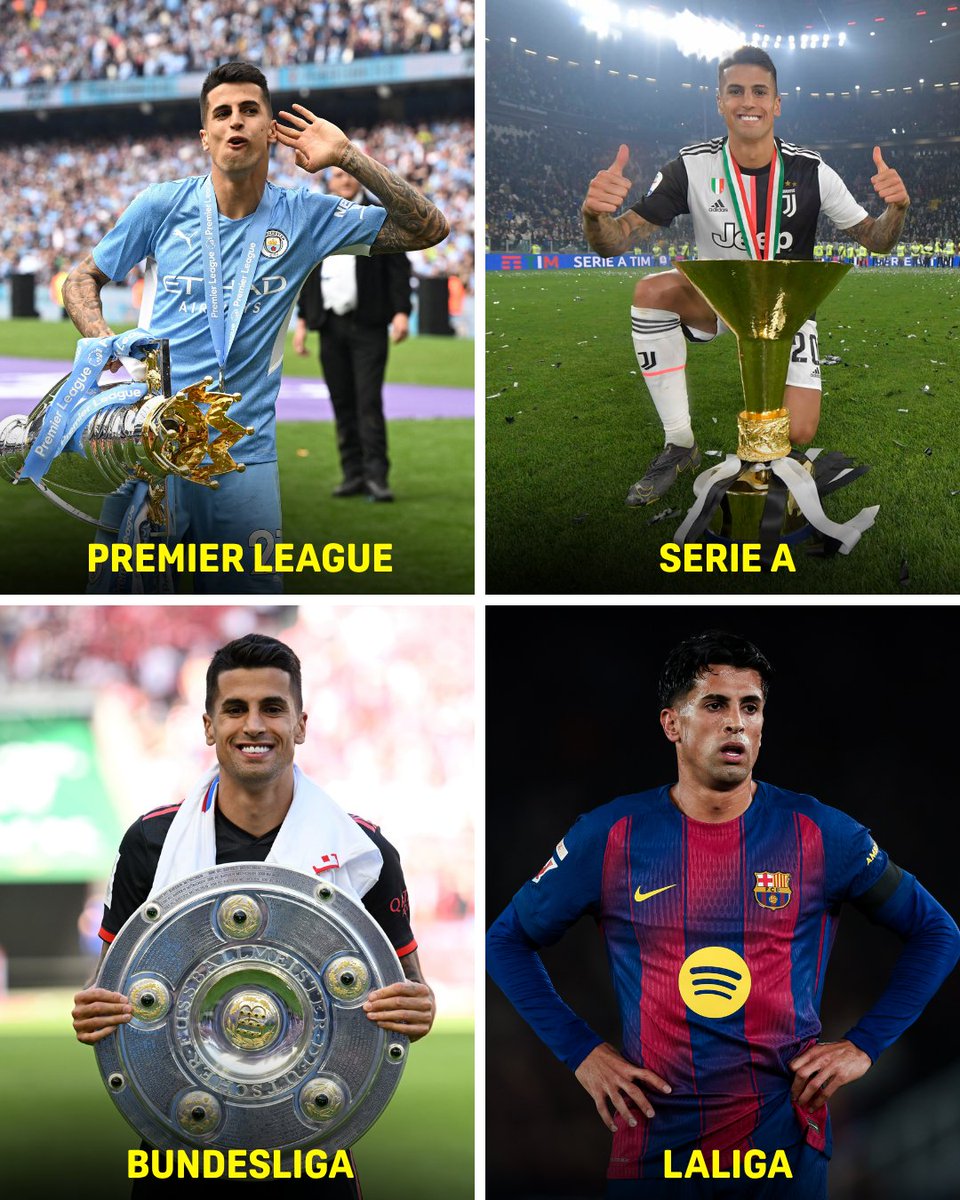 ✅ RESMI : Joao Cancelo jadi pemain PERTAMA dalam sejarah yang bisa menjuarai 4 liga top Eropa. 👏😮

🏴󠁧󠁢󠁥󠁮󠁧󠁿 Premier League 
🇮🇹 Serie-A 
🇩🇪 Bundesliga 
🇪🇸 La Liga