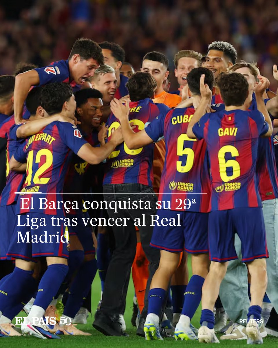 el_pais's tweet photo. ¡El Barça conquista la Liga por segundo año consecutivo! El Barcelona ha ganado al Real Madrid  en el Camp Nou en la Jornada 35 de la Liga y ha conquistado así su 29º título liguero

🔗https://t.co/TXlFsVUZU7 https://t.co/QUYtzav7UC
