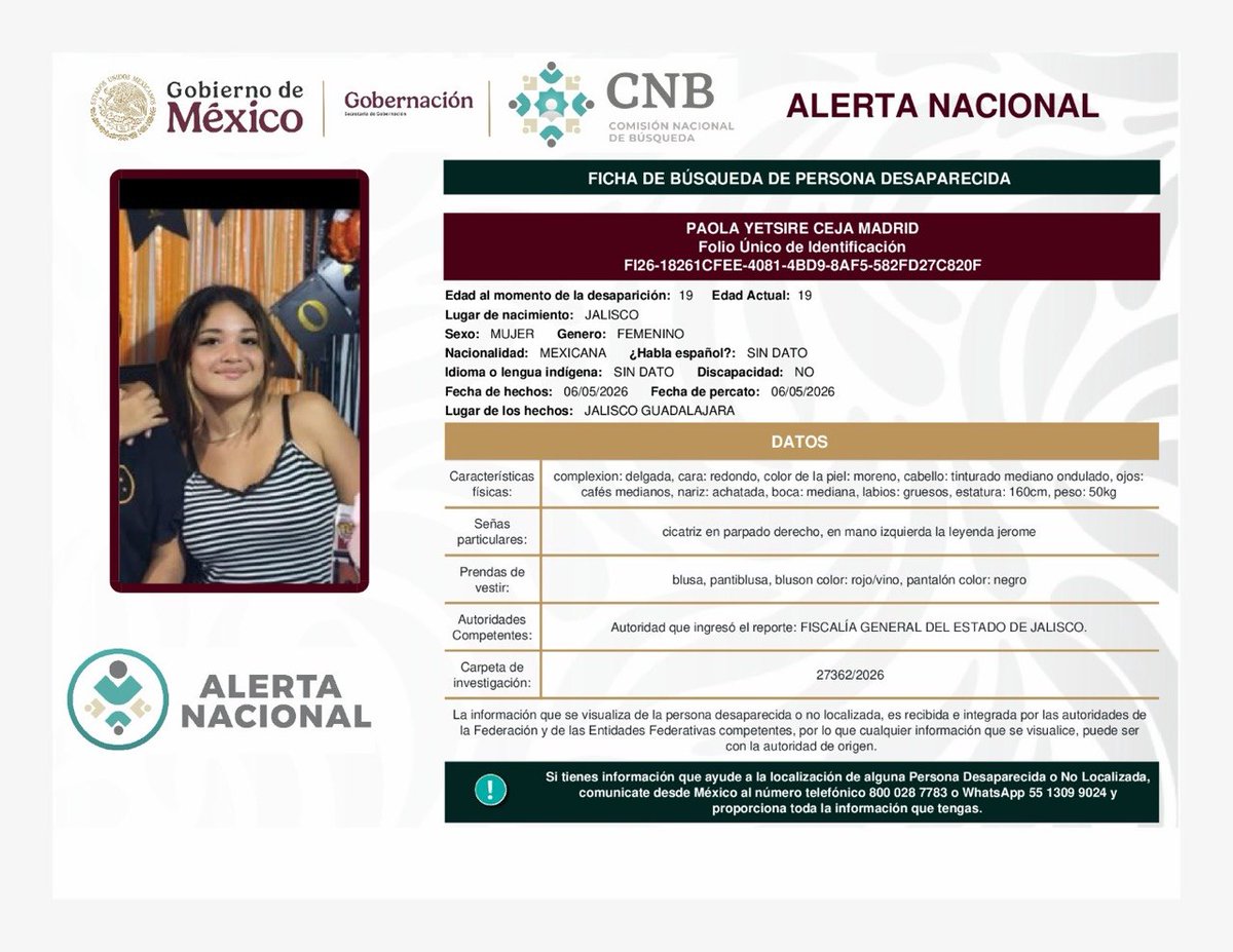 ALERTA AMBER JALISCO tweet media