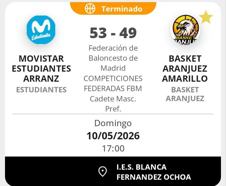 BasketAranjuez's tweet photo. Derrota del #CadMasc frente a @EstuCantera. #Diego: "Dos cuartos buenos, dos cuartos ausentes" https://t.co/SM0wvrlqPP