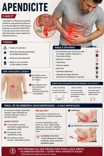 malucobeleza06's tweet photo. Referências:
PORTO, Celmo Celeno; PORTO, Arnaldo Lemos. Semiologia médica. 9. ed. Rio de Janeiro: Guanabara Koogan, 2024.

Imagens meramente ilustrativas

Palavras Chave:
Apendicite, doenças, risco de morte, Abdômen Agudo, Hospital, Saúde, Bem-Estar, medicina, estudos, sinais e sintomas, biologia
