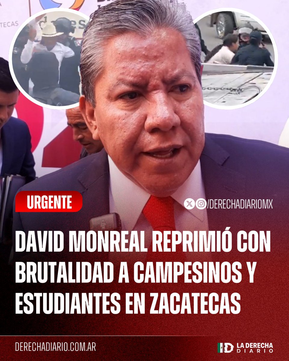 🚨🇲🇽 | #URGENTE REPRESIÓN: El narcogobernador de Zacatecas, David Monreal, envió a sus nefastos policías a reprimir a campesinos, estudiantes y maestros que simplemente exigían justicia.