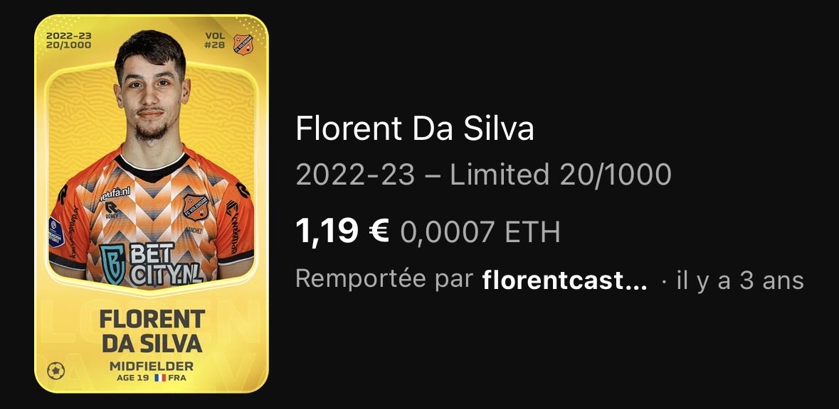 florentcastelli's tweet photo. Acheté sur @Sorare il y a 3 ans... (@SCBastia je suis toujours disponible si vous voulez...) https://t.co/wTsWVutWjb