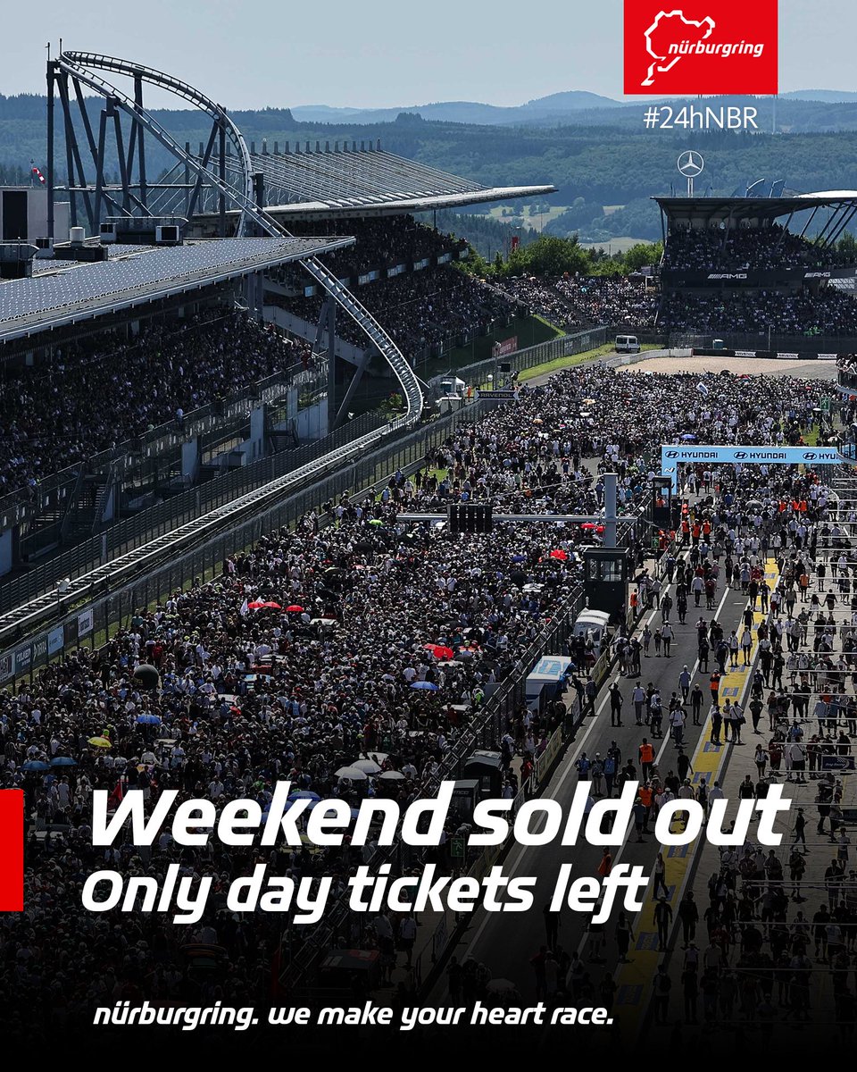 🚨 EFEITO MAX VERSTAPPEN: INGRESSOS ESGOTADOS PARA AS 24H DE NURBURGRING 🚨

Pela primeira vez na história, os ingressos para o fim de semana das 24h de Nurburgring estão ESGOTADOS!

Conforme comunicado da organização, agora há apenas ingressos para dias avulsos. E eles reiteram: