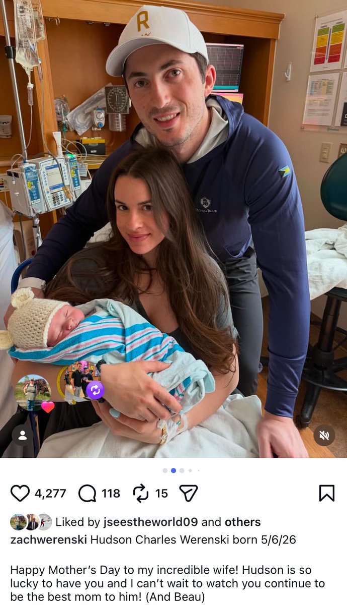 sarah____kent's tweet photo. Congrats to Zach and Odette Werenski on the birth of their baby boy, Hudson.

#cbj 

📸/instagram: zachwerenski https://t.co/wbKfj3O7UP