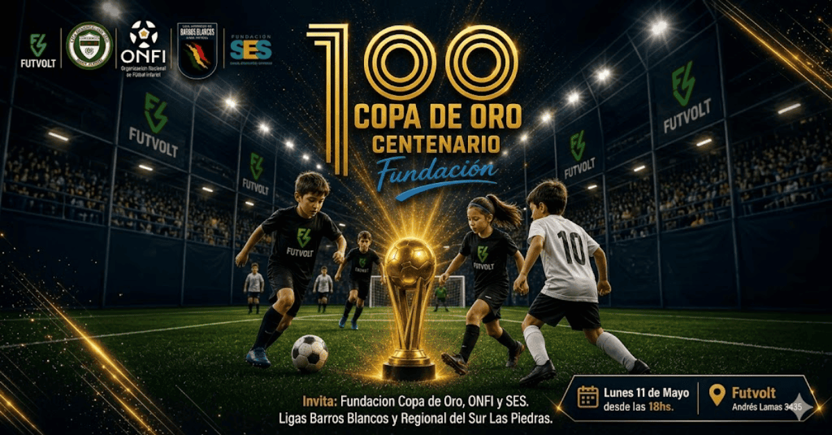 INDEPENDIENTEgc's tweet photo. "#MONTEVIDEO", "#URUGUAY")diego #schaffer @diegoschaffer : Para este lunes 11 mayo 2026, Fundación Copa de Oro Centenario tiene programada una jornada de fútbol infantil y valores denominada "Copa de Oro Centenario Fundación". https://t.co/hVL1bb01mS @javiermaximo56 @CPDUoficial https://t.co/KIisuArM8a