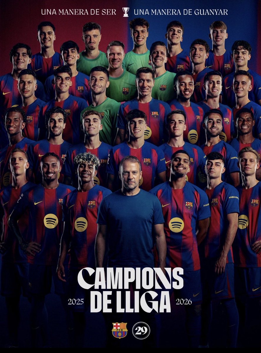 nuriaesfer's tweet photo. ENHORABONA CAMPIONS !!!
Una lliga per a la història !!!
Visca el Barça i Visca Catalunya !!!
💙❤️💙❤️💙❤️💙❤️💙
💛❤️💛❤️💛❤️💛❤️💛

I un pensament molt sentit i especial pel Míster, el nostre estimat Hansi Flick. 🖤 https://t.co/5yiRI5W0Am