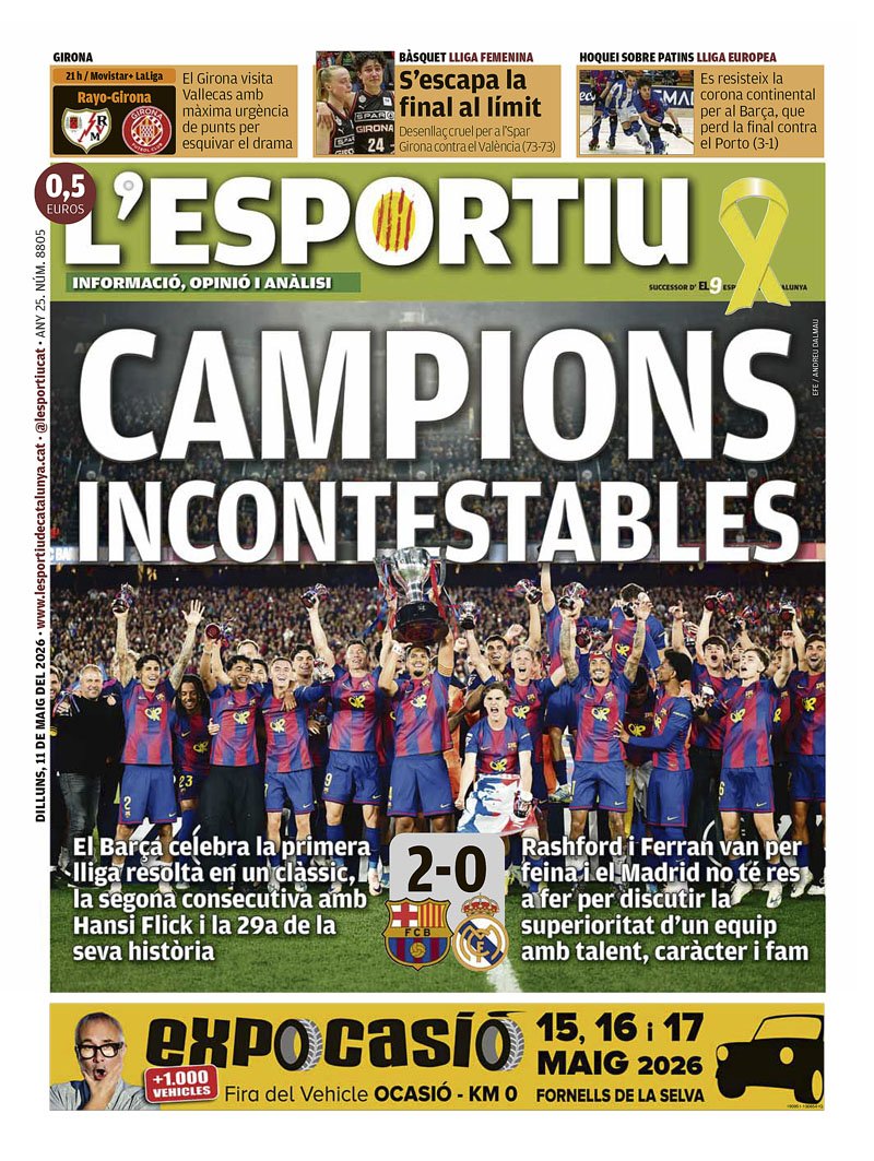 lesportiuCAT's tweet photo. CAMPIONS INCONTESTABLES, la portada de @lesportiucat @FCBarcelona_cat @unigirona @FCBHoquei @GironaFC https://t.co/Af3yo45yRZ