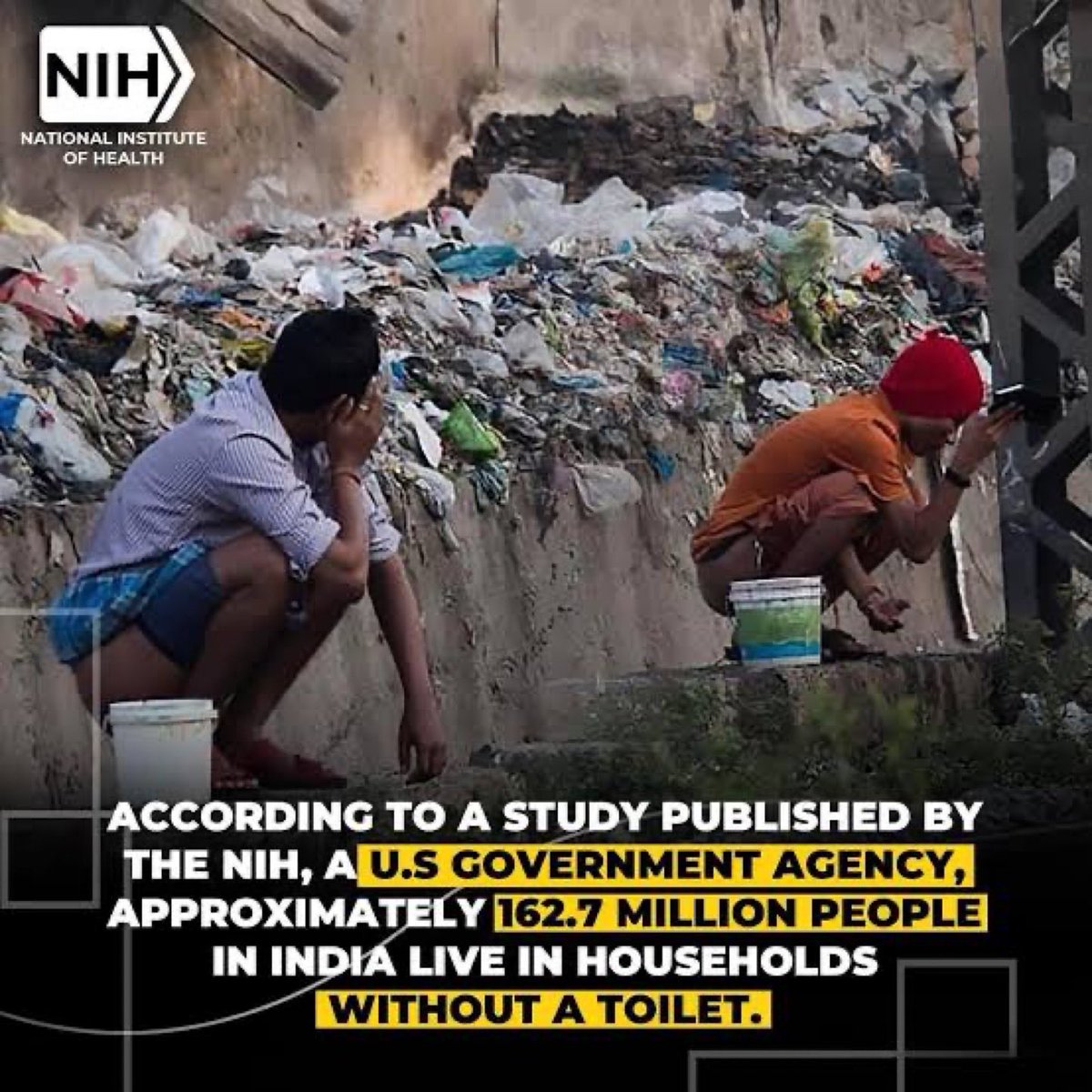 asia_decode2's tweet photo. 🇮🇳 India Today:

Per the NIH, around 162.7 million Indians, likely those following 5k-year-old traditions, defecate in streets, open fields, and on railways. https://t.co/My9guOHWEY