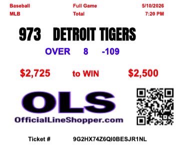 johnandjackie44's tweet photo. $2500 on over 8 @Royals @tigers 

https://t.co/oWup55RrPK

Bet here to get best line and free payouts in seconds https://t.co/YUOUcqp8yZ