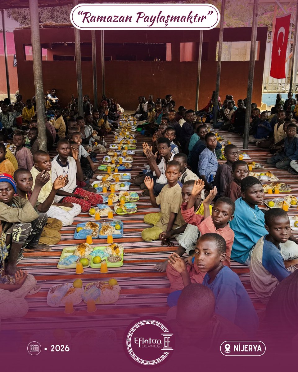 EflatunDernegii's tweet photo. 📍Afrika / Nijerya

“Yetim’in Gülüşü Senin Elinde!”
2026 yılı Ramazan Organizasyonumuzu büyük bir özveriyle tamamlamanın gururunu yaşıyoruz.

Yetim çocukların yüzlerindeki tebessüm bizim en büyük mutluluk kaynağımız.

İyilik hareketinin öncüleri olma gayretimize devam edeceğiz… https://t.co/a7ttJMV9sO
