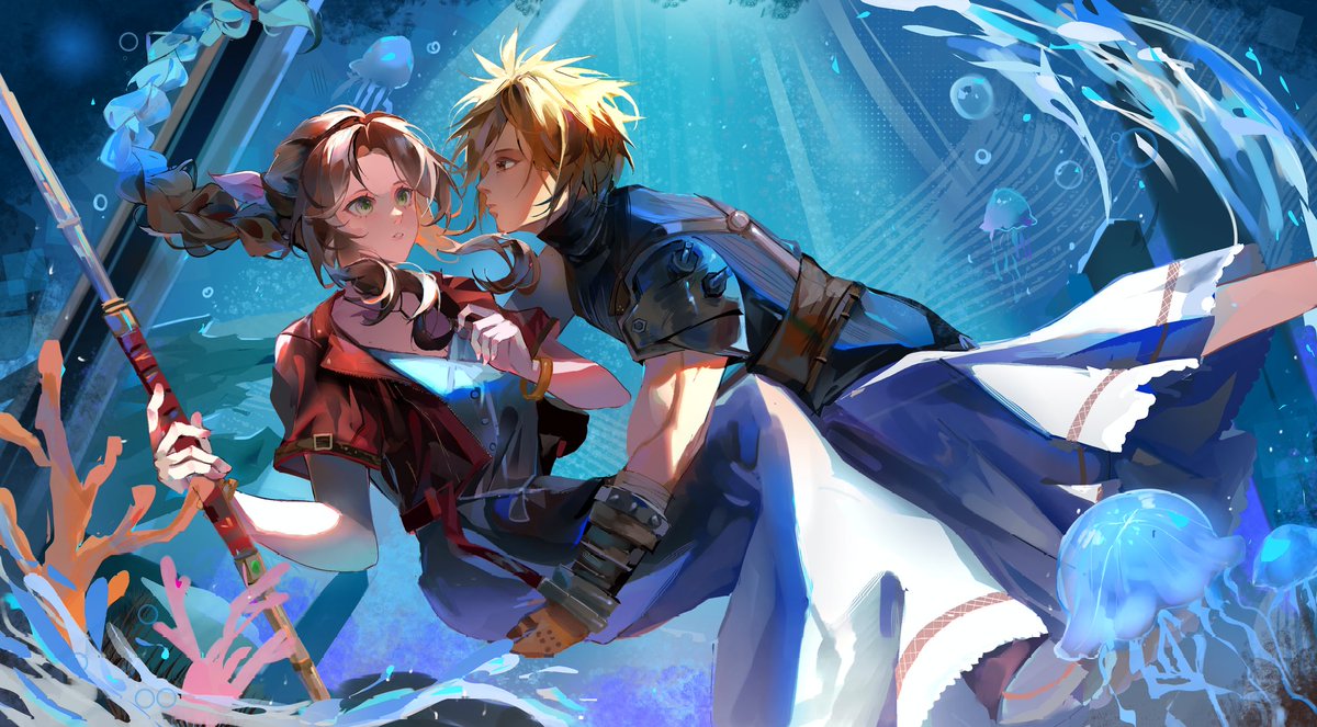 DuckieLike2Draw's tweet photo. Aerith x Cloud Fanart Commission!
1st time drawing Underwater ayy https://t.co/I4HQIT6IGg
